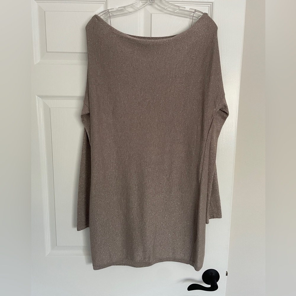 New with Tags White House Black Market Gold Shimmer Sweater Dress Size Small